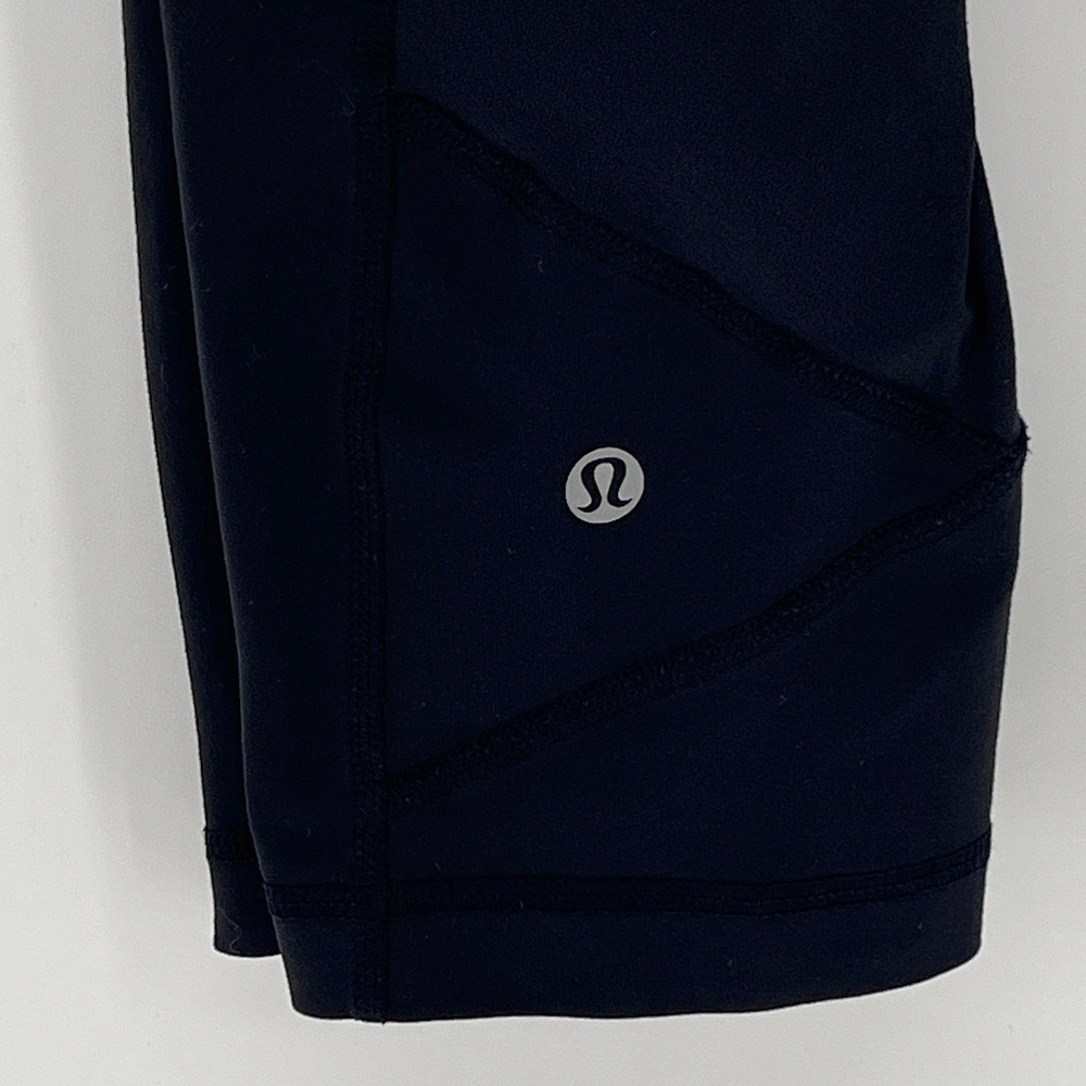 Lululemon Black Cropped Running Leggings Side Pockets Zip Pocket Womens Size 6‎ - Picture 7 of 12